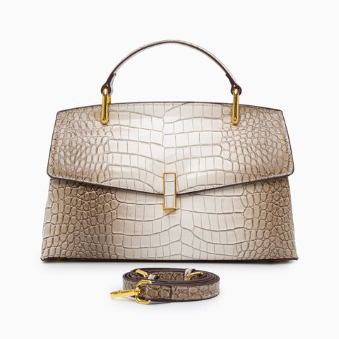 Emily | Elegant Blue Croc-Embossed Leather Tote Bag