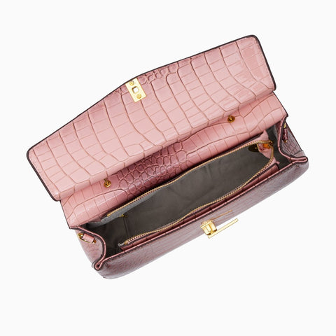 Emily | Elegant Blue Croc-Embossed Leather Tote Bag