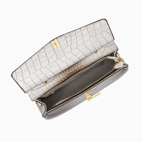 Emily | Elegant Blue Croc-Embossed Leather Tote Bag