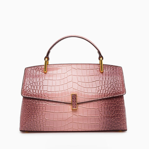 Emily | Elegant Blue Croc-Embossed Leather Tote Bag