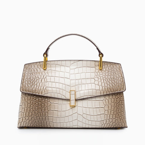 Emily | Elegant Blue Croc-Embossed Leather Tote Bag