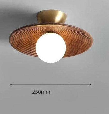 LUXELY modern wabi-sabi walnut wood and brass ceiling light 0