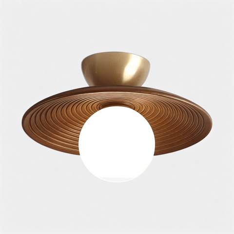 LUXELY modern wabi-sabi walnut wood and brass ceiling light 1