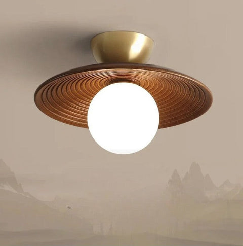LUXELY modern wabi-sabi walnut wood and brass ceiling light 2