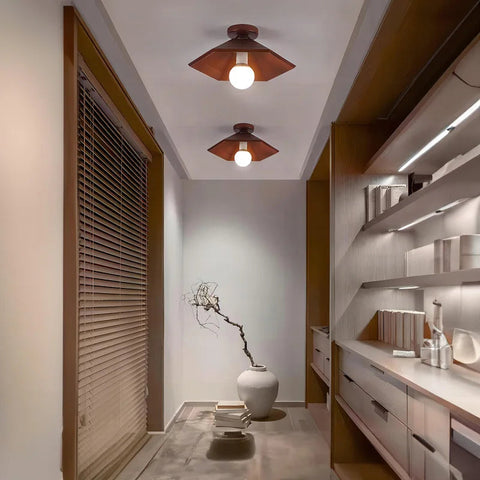 LUXELY modern wabi-sabi walnut wood and brass ceiling light 4