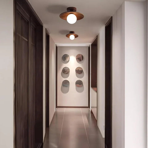 LUXELY modern wabi-sabi walnut wood and brass ceiling light 6