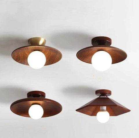LUXELY modern wabi-sabi walnut wood and brass ceiling light 7