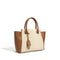 Beige Canvas Tote Bag with Genuine Leather