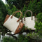 Beige Canvas Tote Bag with Genuine Leather