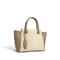 Beige Canvas Tote Bag with Genuine Leather
