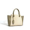Beige Canvas Tote Bag with Genuine Leather