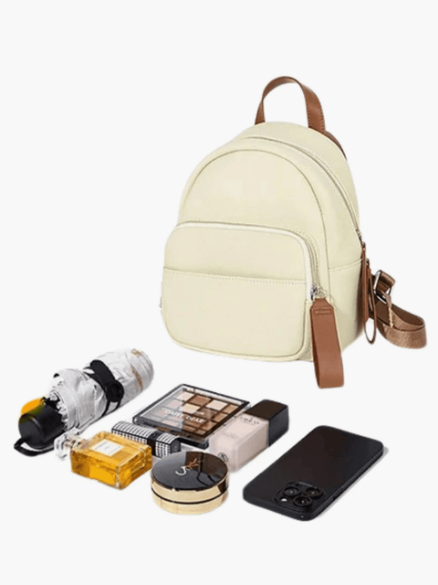 Elara | Cream Leather Mini Backpack – Chic & Compact
