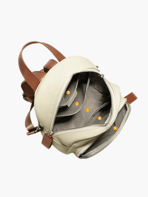 Elara | Cream Leather Mini Backpack – Chic & Compact