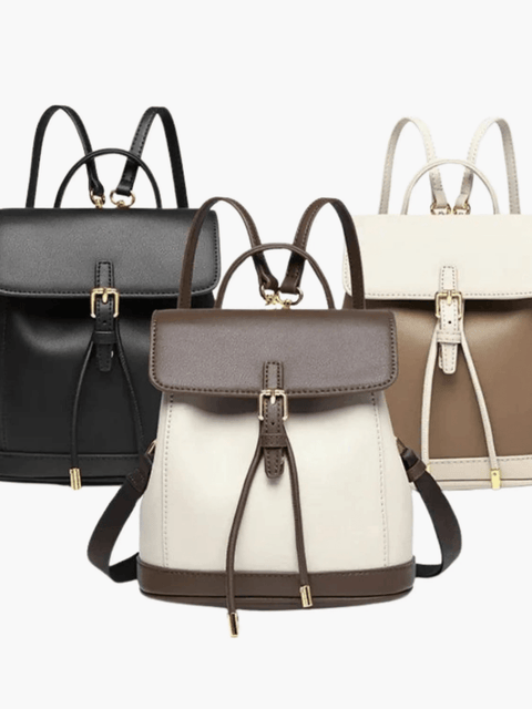 Olivienne | Two-Tone Leather Backpack – Chic & Versatile