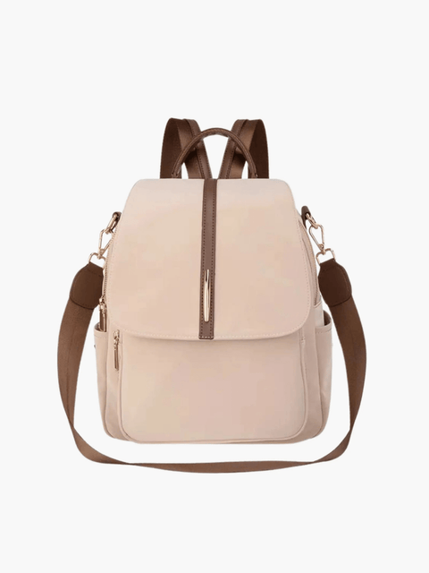 Ravienne | Chic Beige & Brown Convertible Backpack – Stylish Versatility