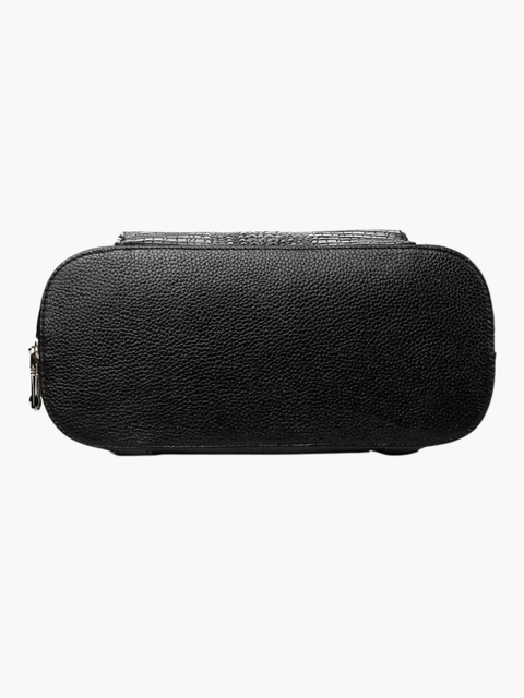 Zephira | Black Croc-Embossed Leather Backpack – Bold & Sophisticated