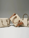 Beige Canvas Tote Bag with Genuine Leather