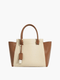 Beige Canvas Tote Bag with Genuine Leather